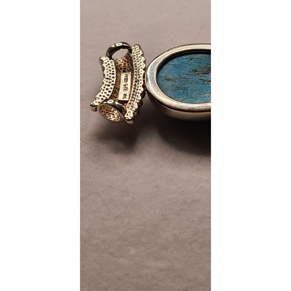 STERLING SILVER TURQUOISE SLIDE PENDANT 12.1 GRAMS - Picture 3 of 4